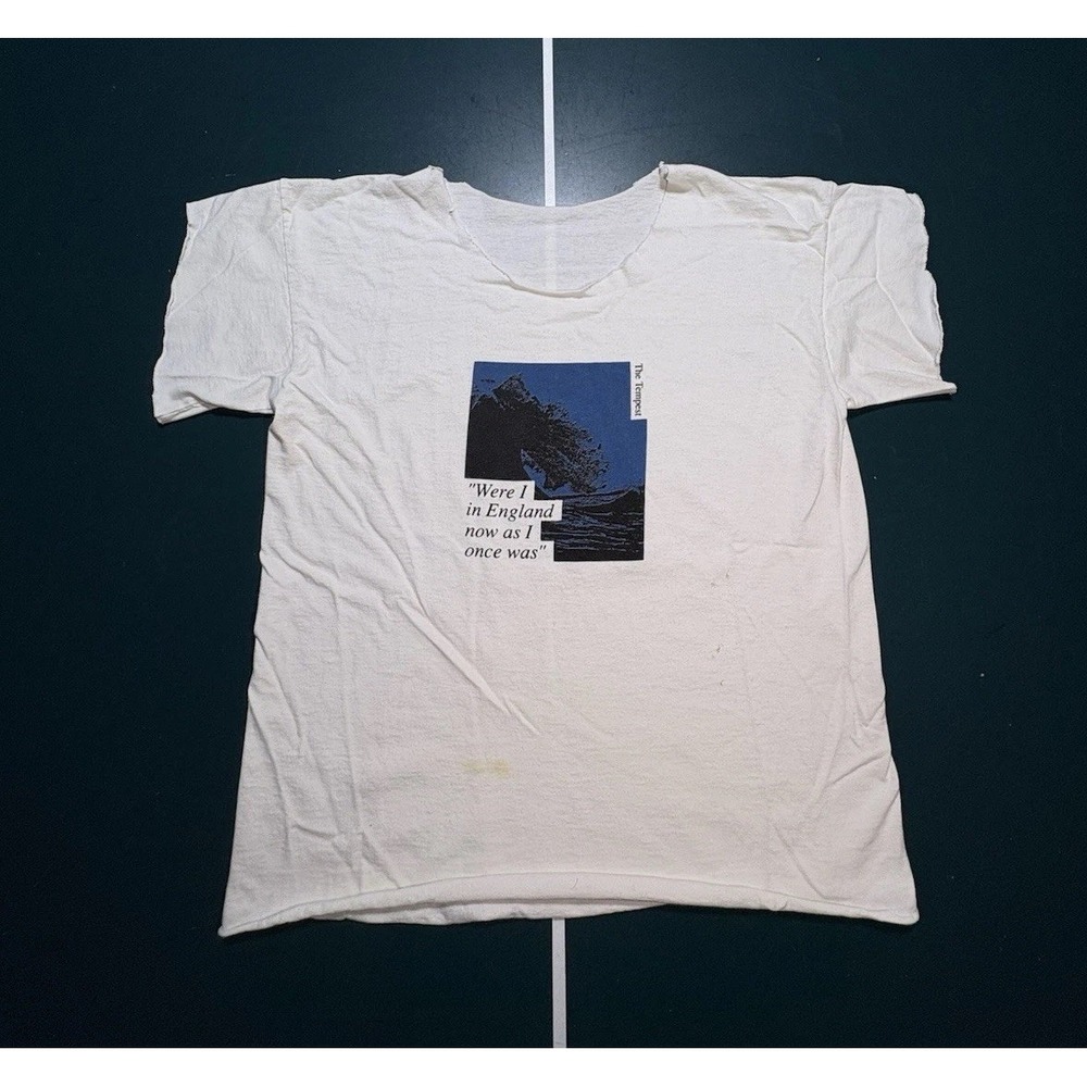 Vintage 90s William Shakespeare The Tempest T-Shirt Size Medium Cut Sleeves Rare